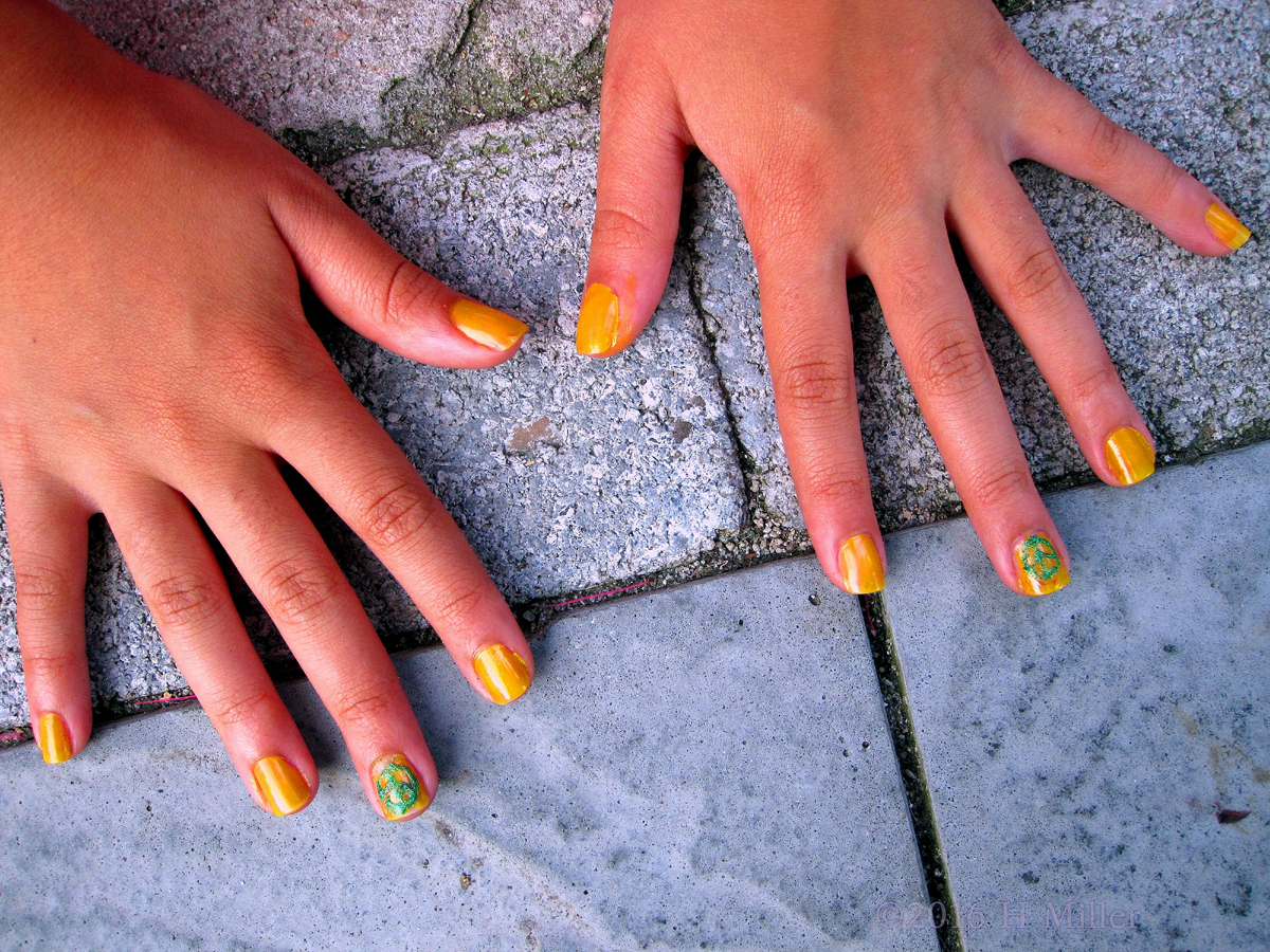Awesome Yellow And Peace Kids Spa Party Mani 