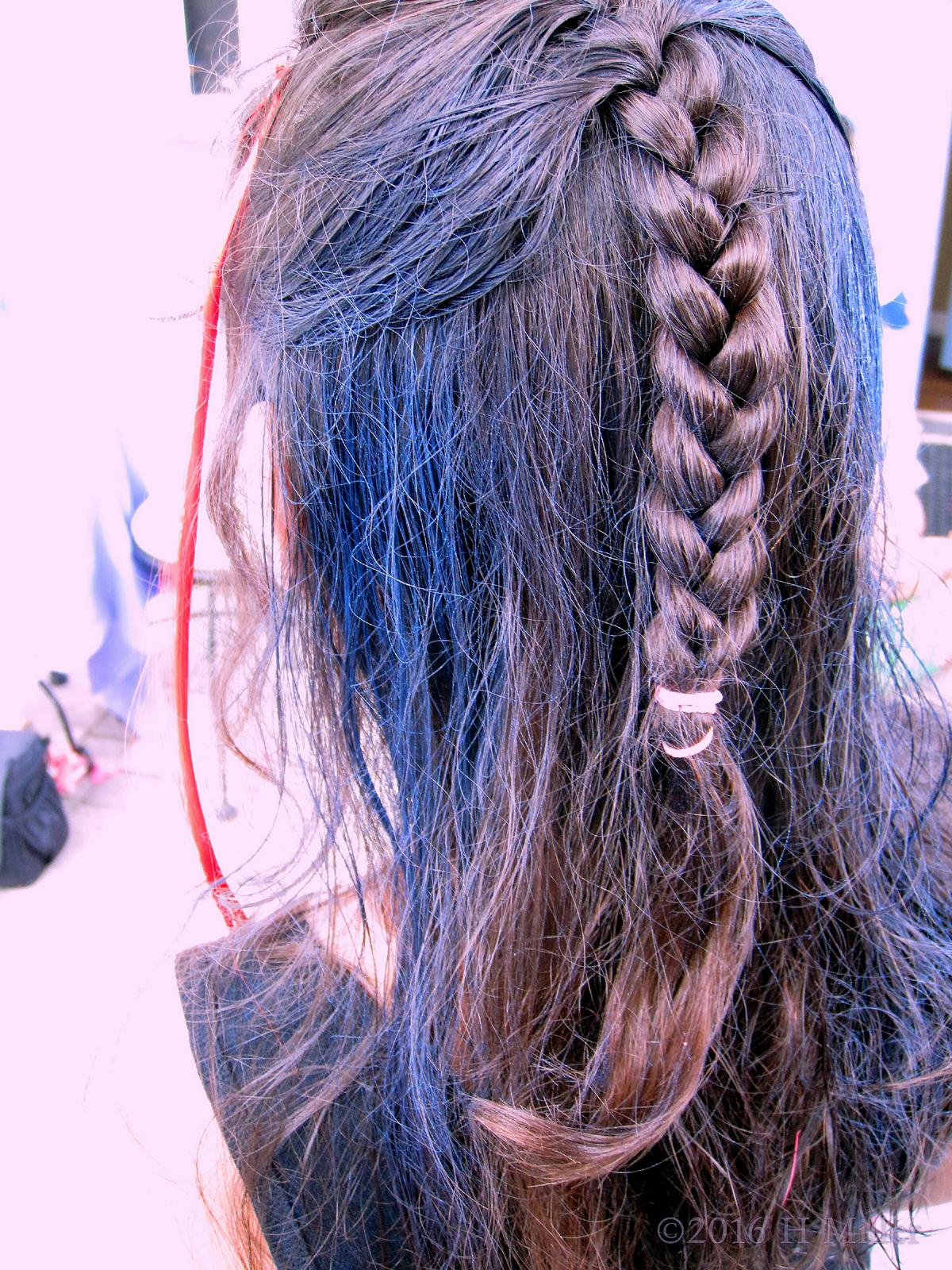 Cute Braid And Blue Hair With Temporary Color. 