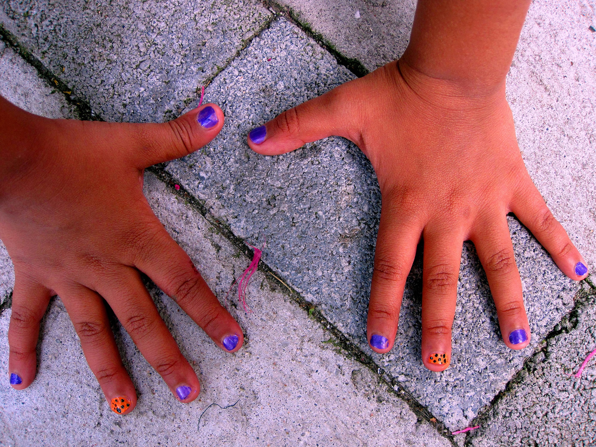 Purple And Orange Cute Kids Mini Mani 