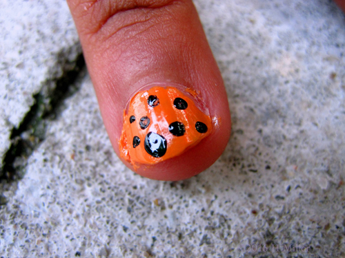 Awesome Orange And Black Dotticure Mini Mani. Awesome Orange And Black Dotticure Mini Mani.