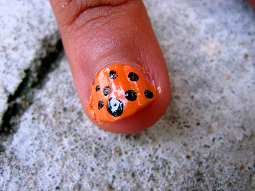 Awesome Orange And Black Dotticure Mini Mani.