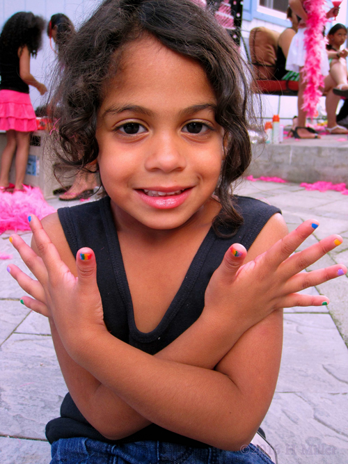 Awesome Rainbow Accent Girls Manicure.