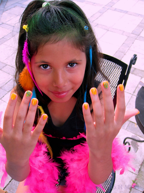 Cute With Her Mini Mani And Hair Dye