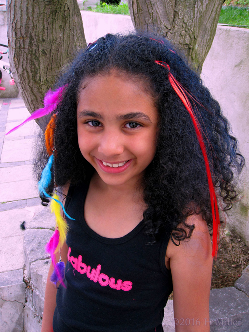 Looking Fabulous With Her Girls Spa Party Hair Feathers