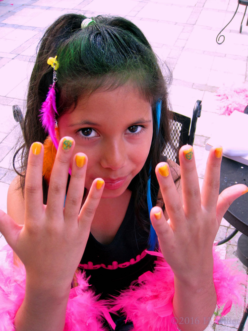 Showing Us Her Mani And Hair Extensions