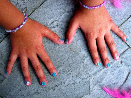 Adorable Girls Spa Party Blue Manicure