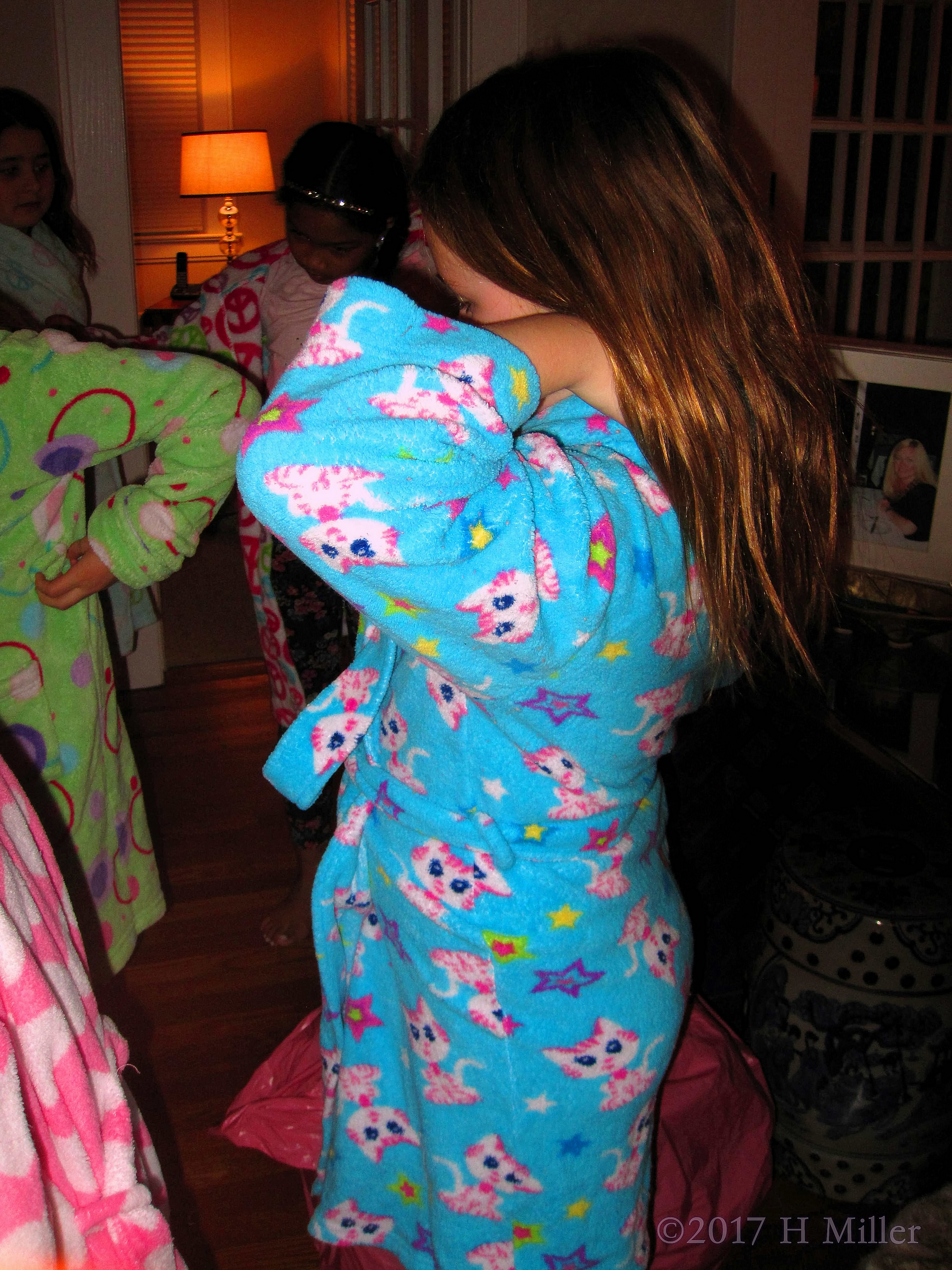 Cute Sky Blue Spa Robe With A Kitten Pattern Cute Sky Blue Spa Robe With A Kitten Pattern