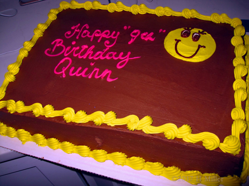 Beautiful Chocolate Girls Spa Party Cake With Yellow Frosting And A Happy Emoji! Beautiful Chocolate Girls Spa Party Cake With Yellow Frosting And A Happy Emoji!