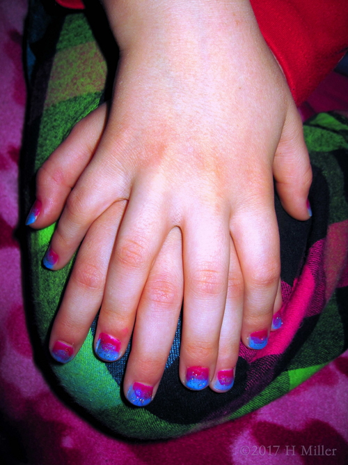 Nails On Nails Kids Blue And Pink Ombre Nail Art!!