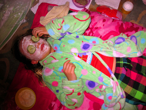 Placing Cucumbers For Some Soothing Relief During Kids Facials. Placing Cucumbers For Some Soothing Relief During Kids Facials.