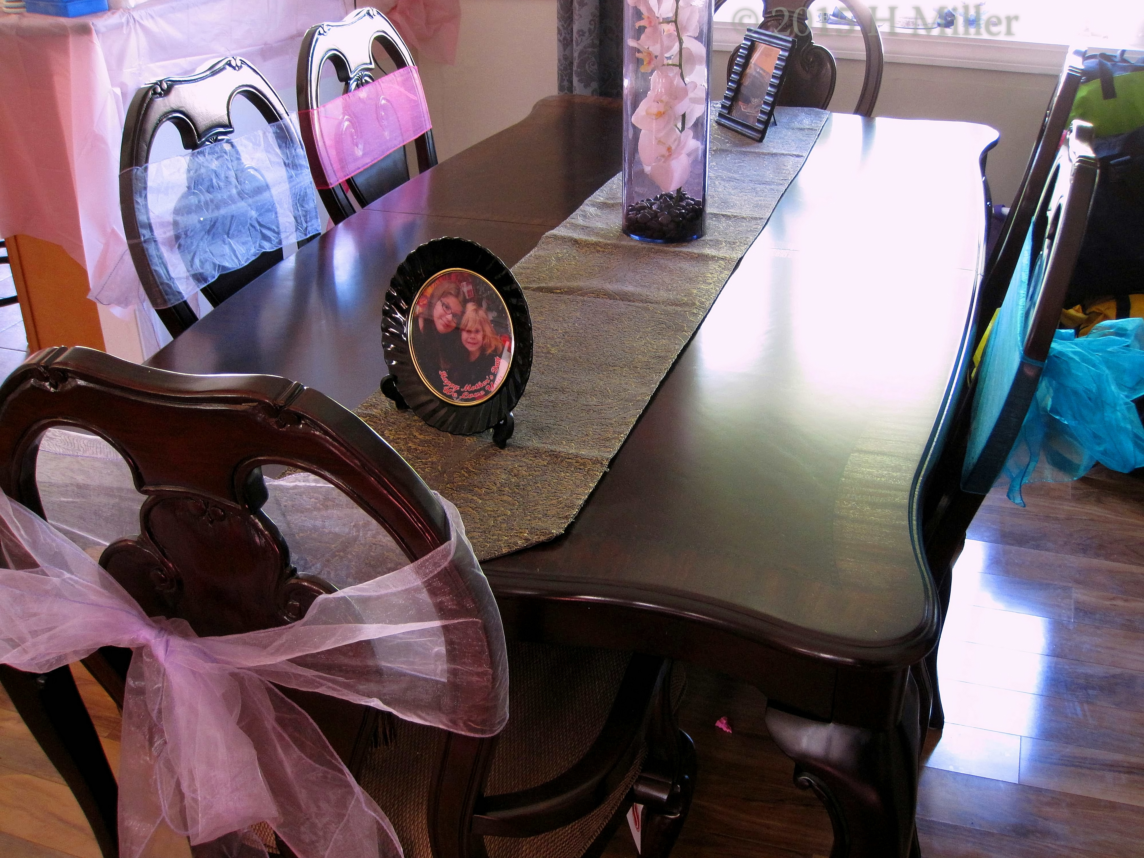 Colored Ribbons Adorn The Chairs At Raquel's Spa Party. Colored Ribbons Adorn The Chairs At Raquel's Spa Party.