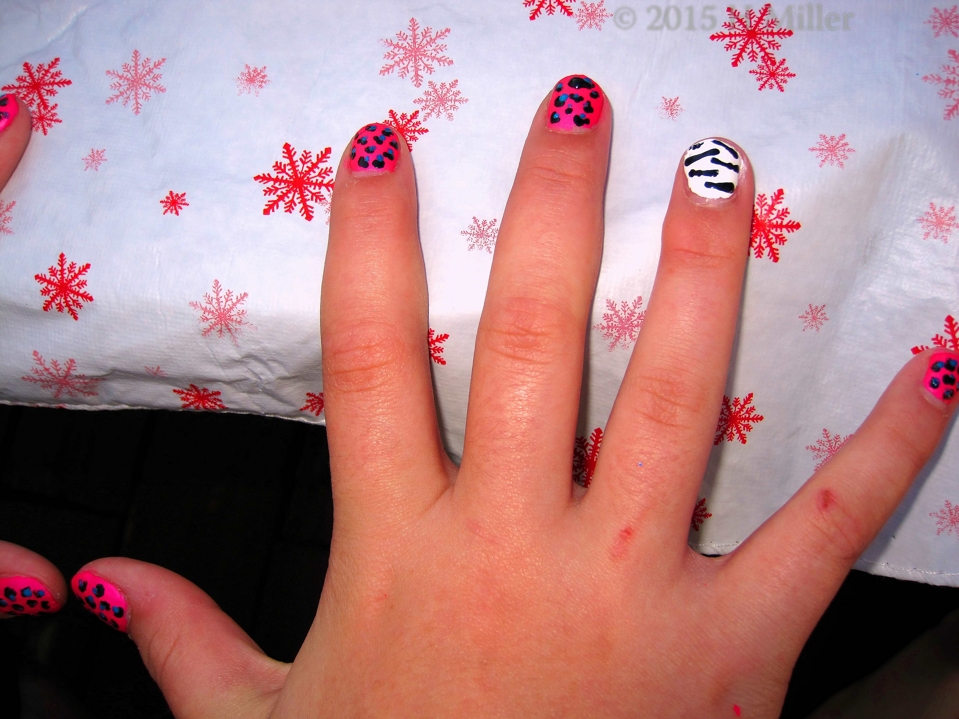Kids Nail Art Pink Leopard Spots And Zebra Stripes Kids Nail Art Pink Leopard Spots And Zebra Stripes