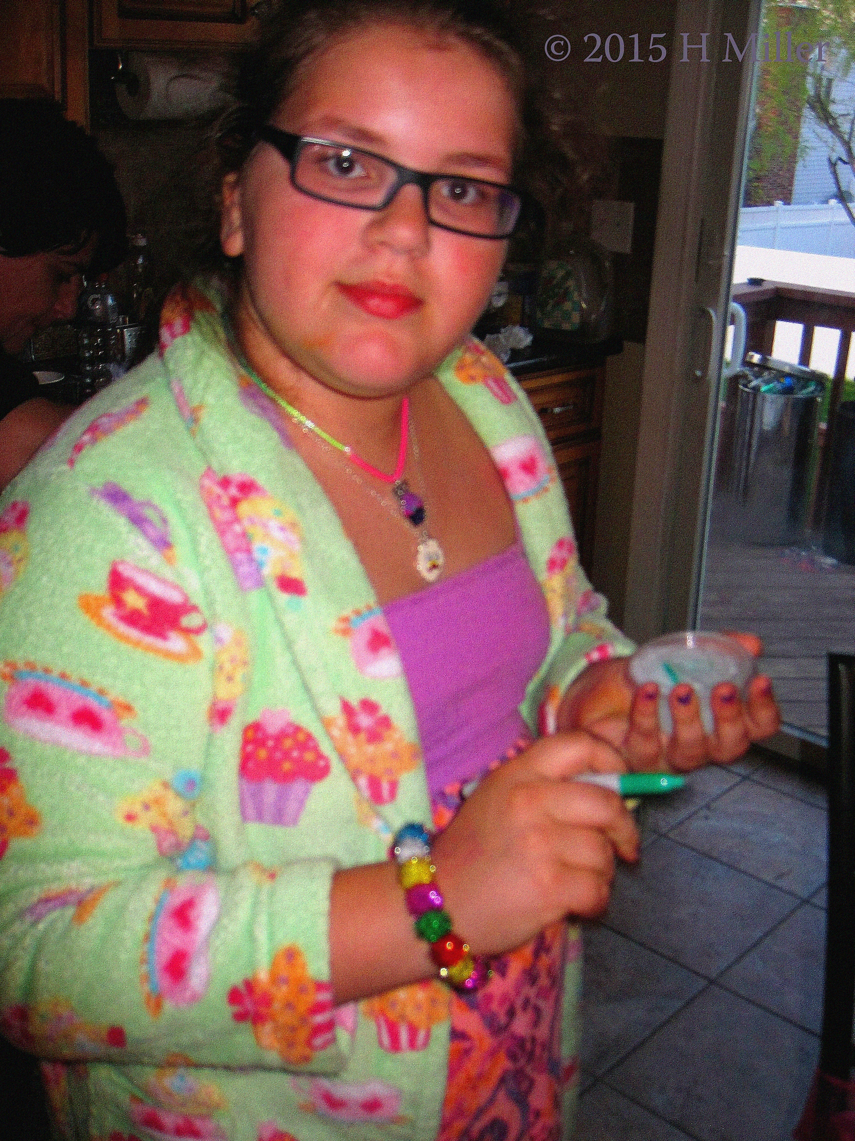 Doing The Crafts At Her Spa Birthday Party. Doing The Crafts At Her Spa Birthday Party.