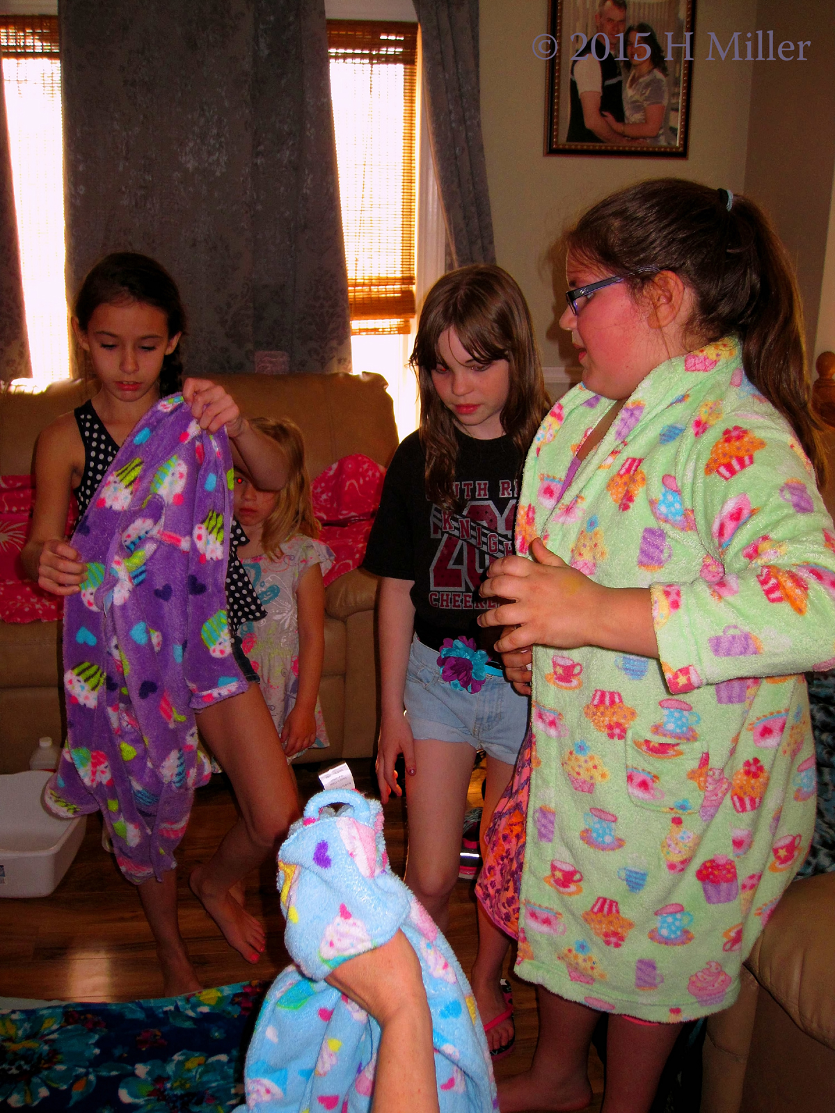 Cool Robes! The Girls Find Colors And Patterns They Like. 