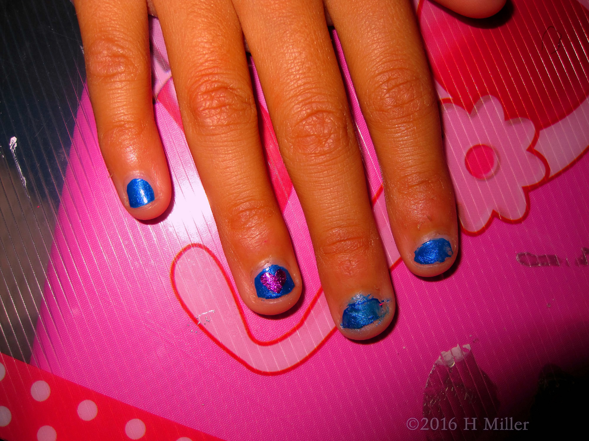 Another View Of A Stunning Blue Kids Manicure! 