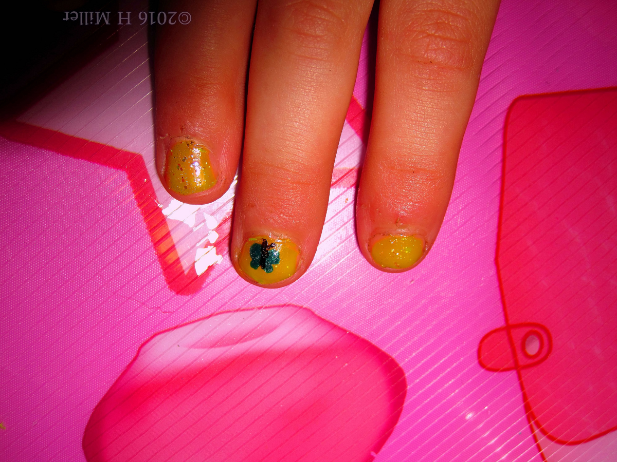 Look At This Lovely Yellow Kids Mani With Lovely Flower Detail Nail Design 