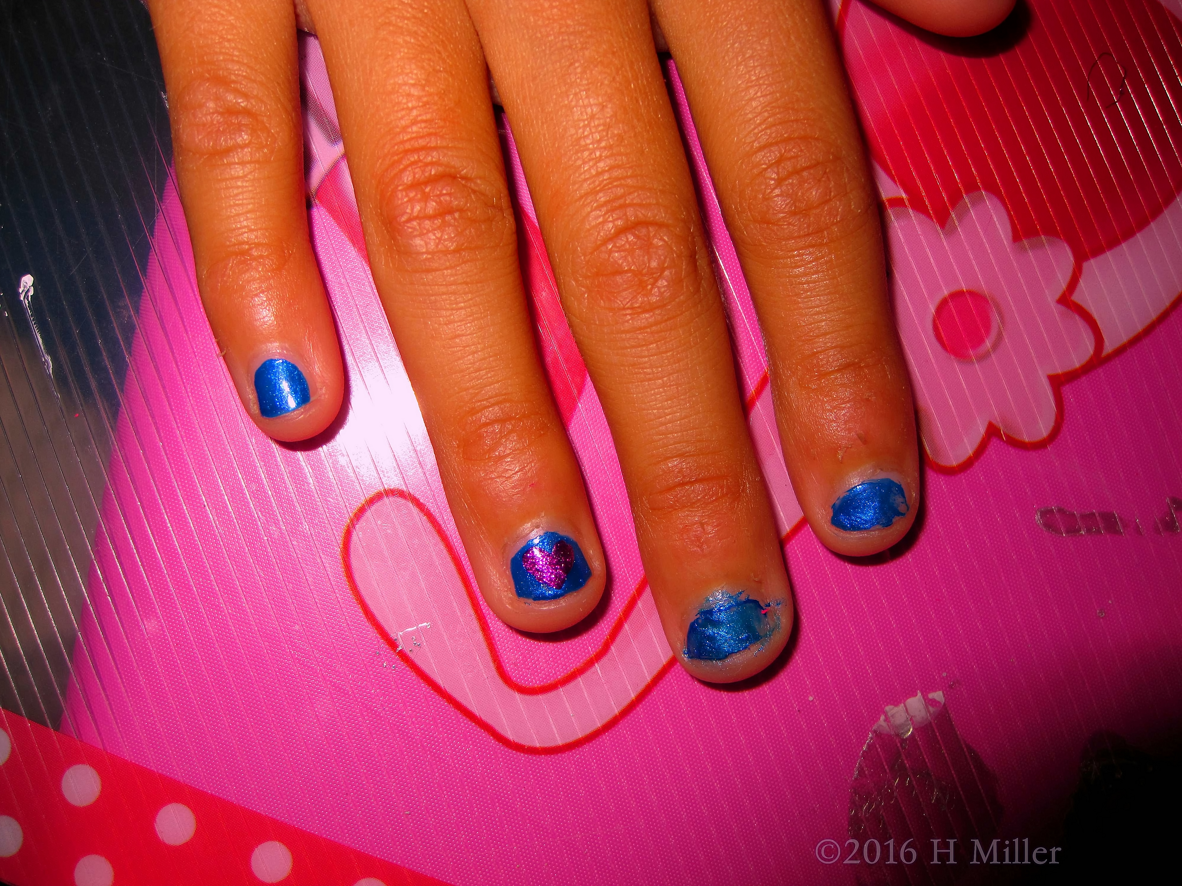 Another View Of A Stunning Blue Kids Manicure! Another View Of A Stunning Blue Kids Manicure!