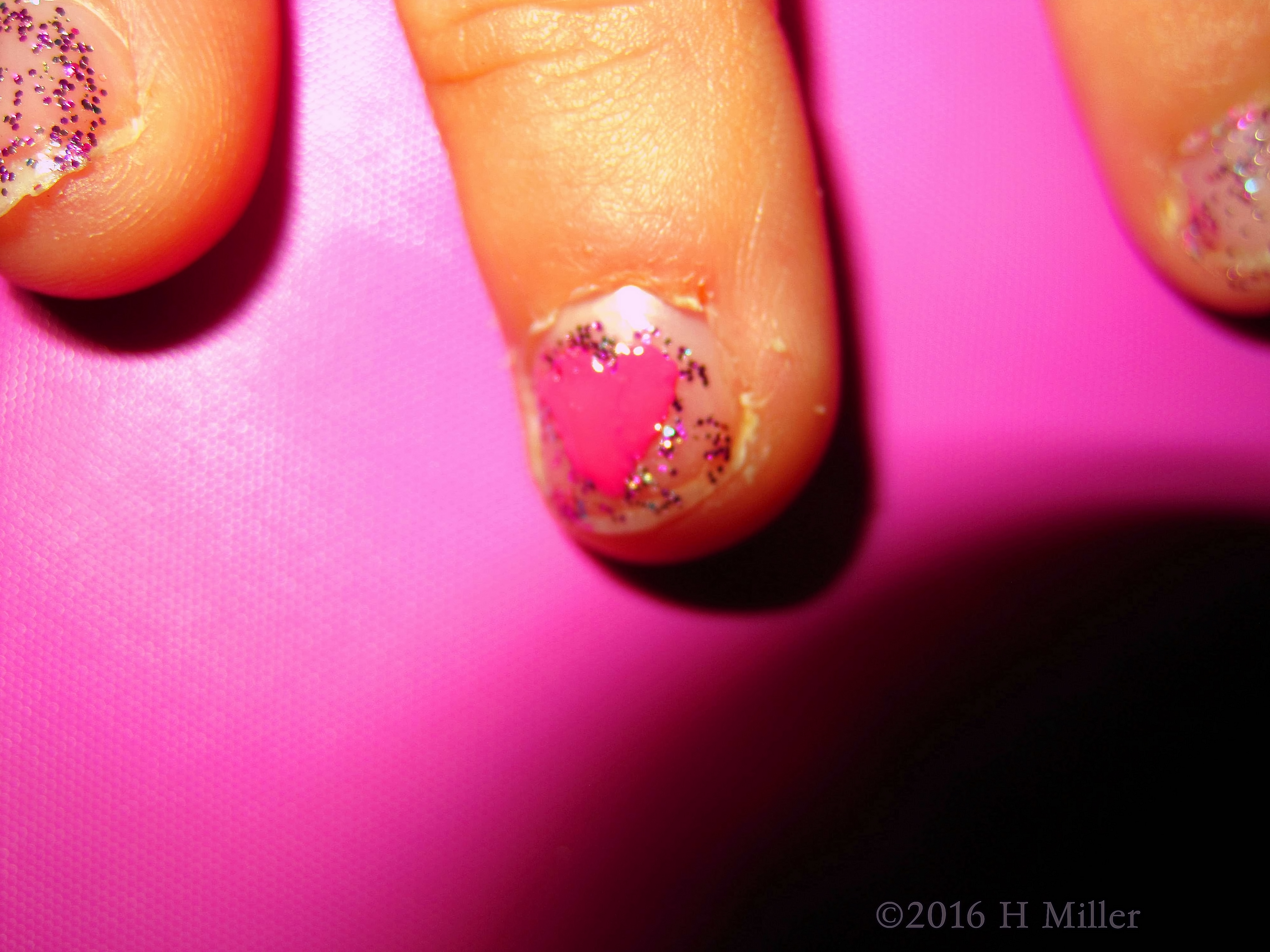 Glitter And Heart, Beautiful Nail Design On This Kids Mani Glitter And Heart, Beautiful Nail Design On This Kids Mani