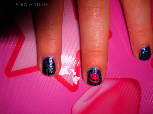 Lovely Kids Mani In Deep Purple With Pink Smiley Face Emoji Nail Art! Lovely Kids Mani In Deep Purple With Pink Smiley Face Emoji Nail Art!