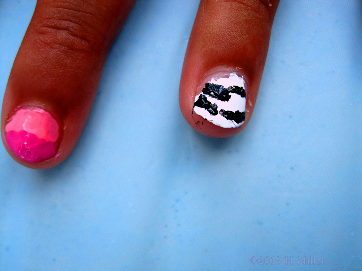Pink, With Black And White Zebra Nail Art! !
