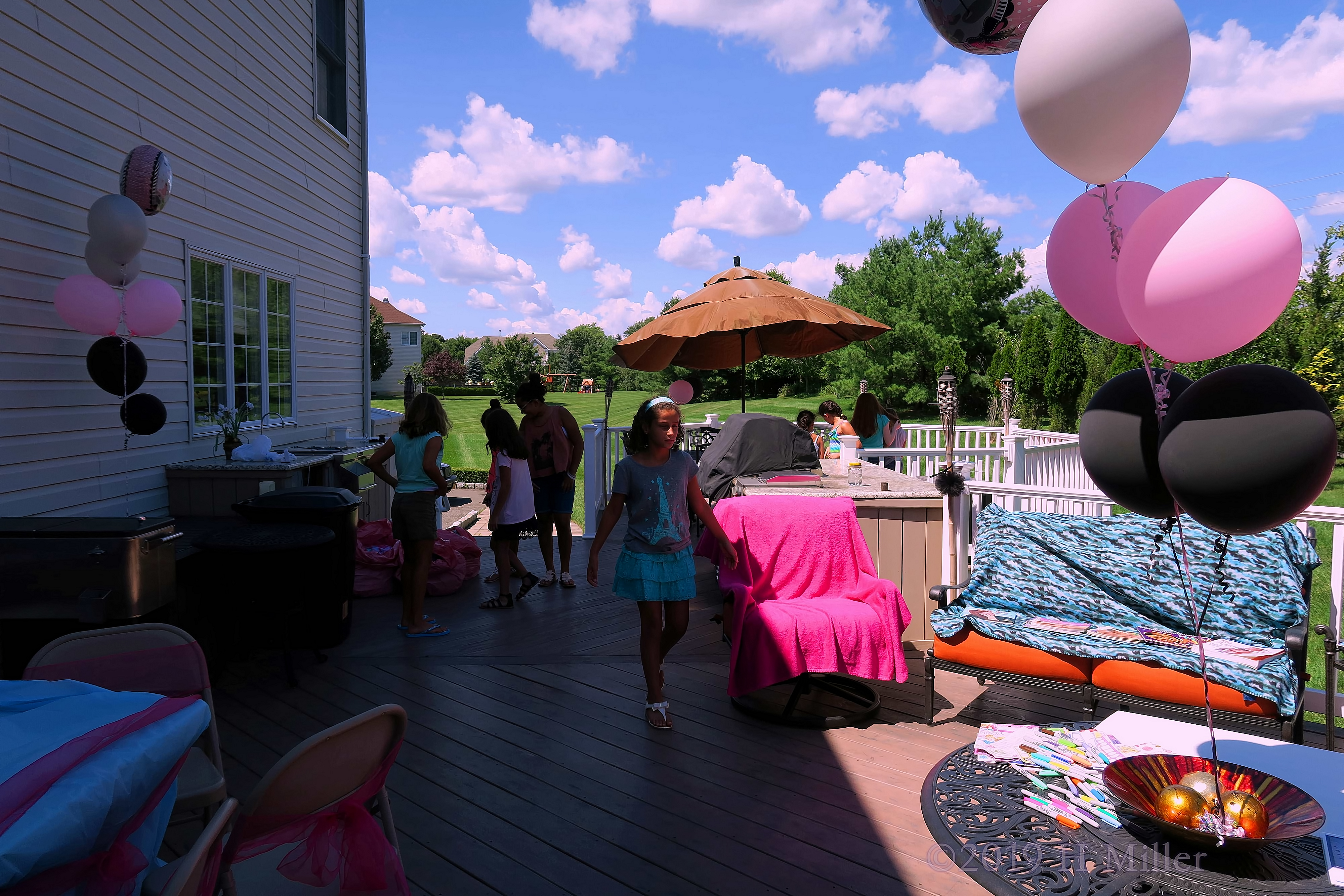 Party Guests Enjoying The Outdoor Spa Party Setup 