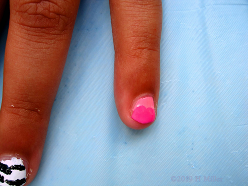 Light Pink Base With Deep Pink Overlay Girls Mani 