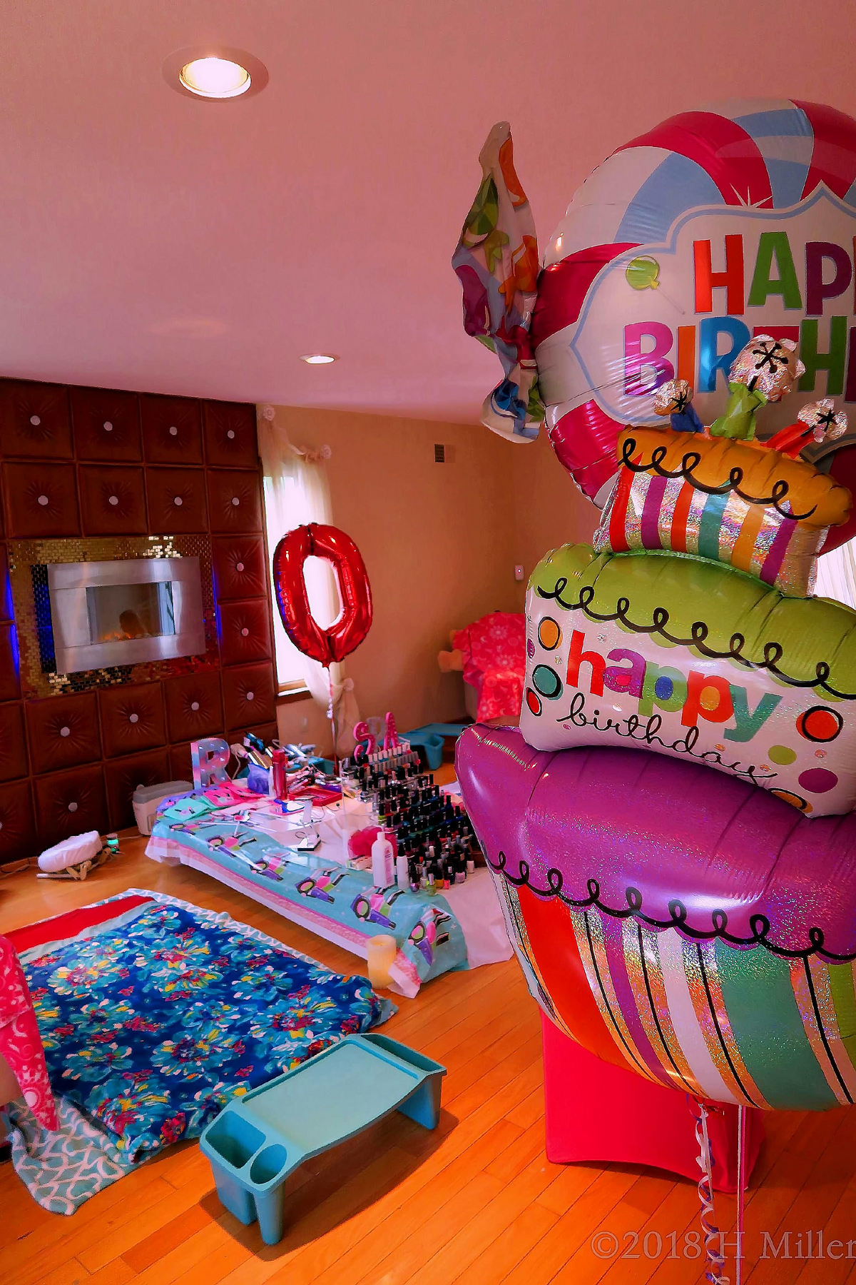 Cute Birthday Balloons Add To The Beauty Of The Spa Party Area. 