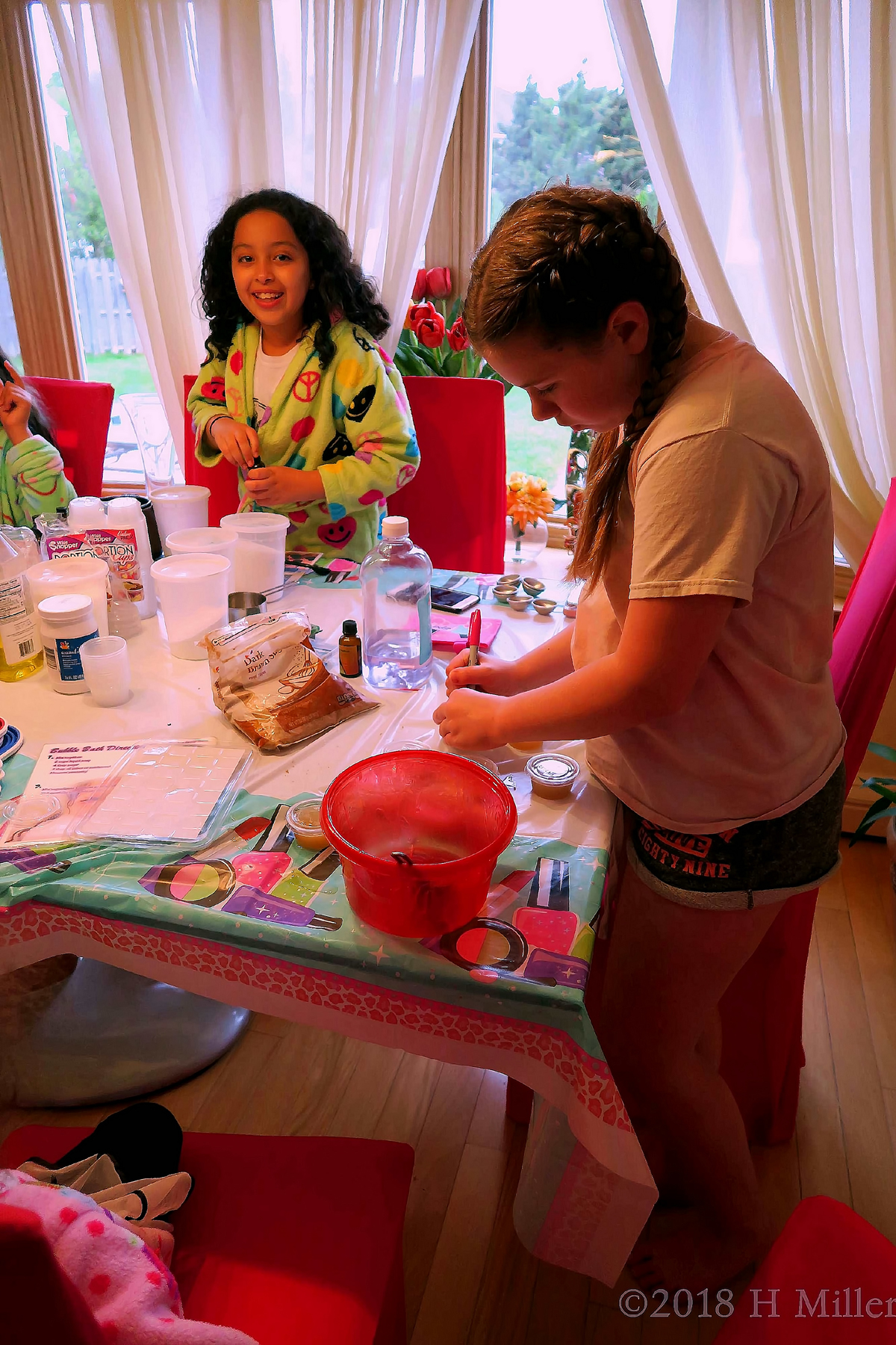 The Girls Having Fun With Kids Crafts Activities. 