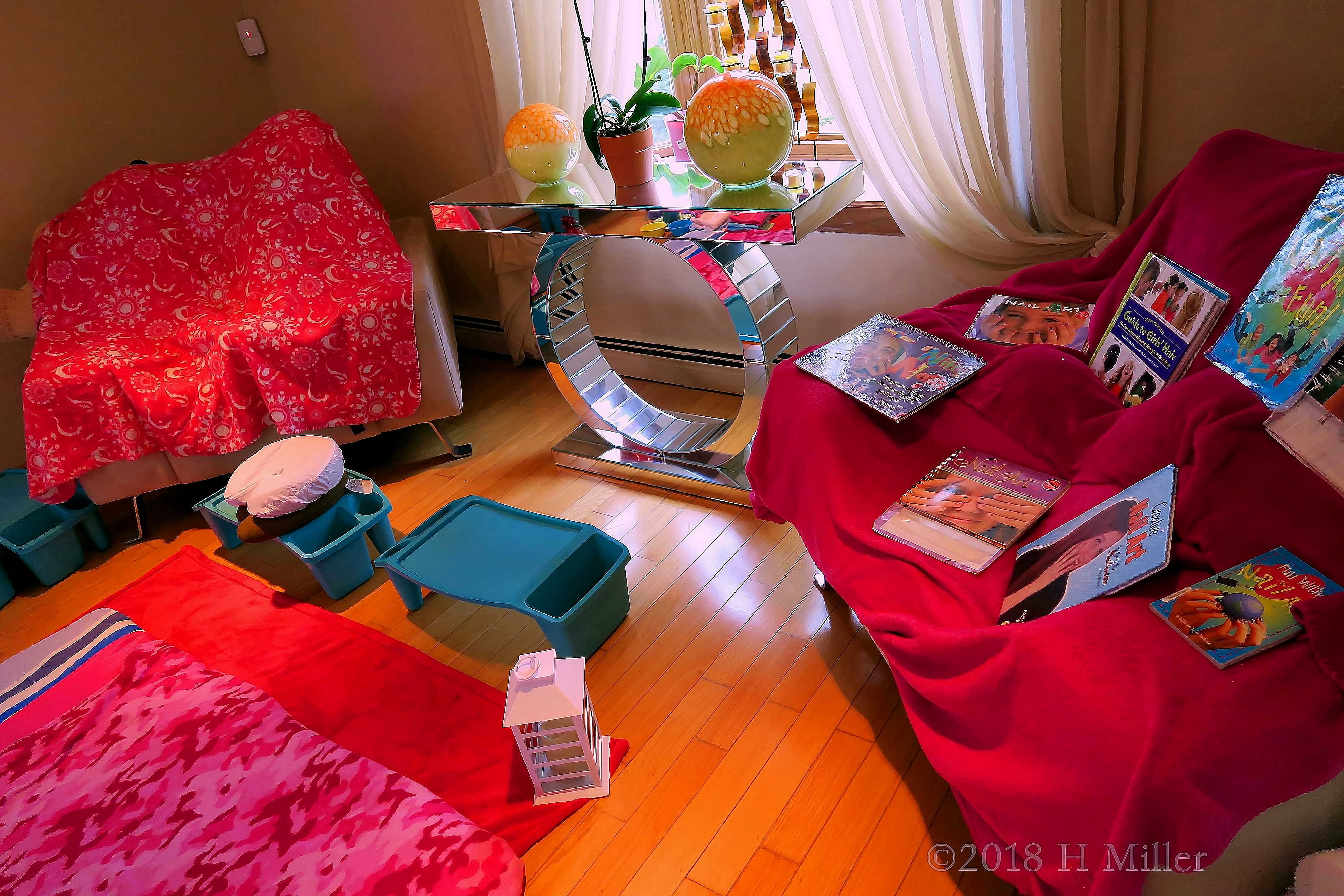 A View Of The Spa Party Setup Capturing The Kids Facial And Massage Area!