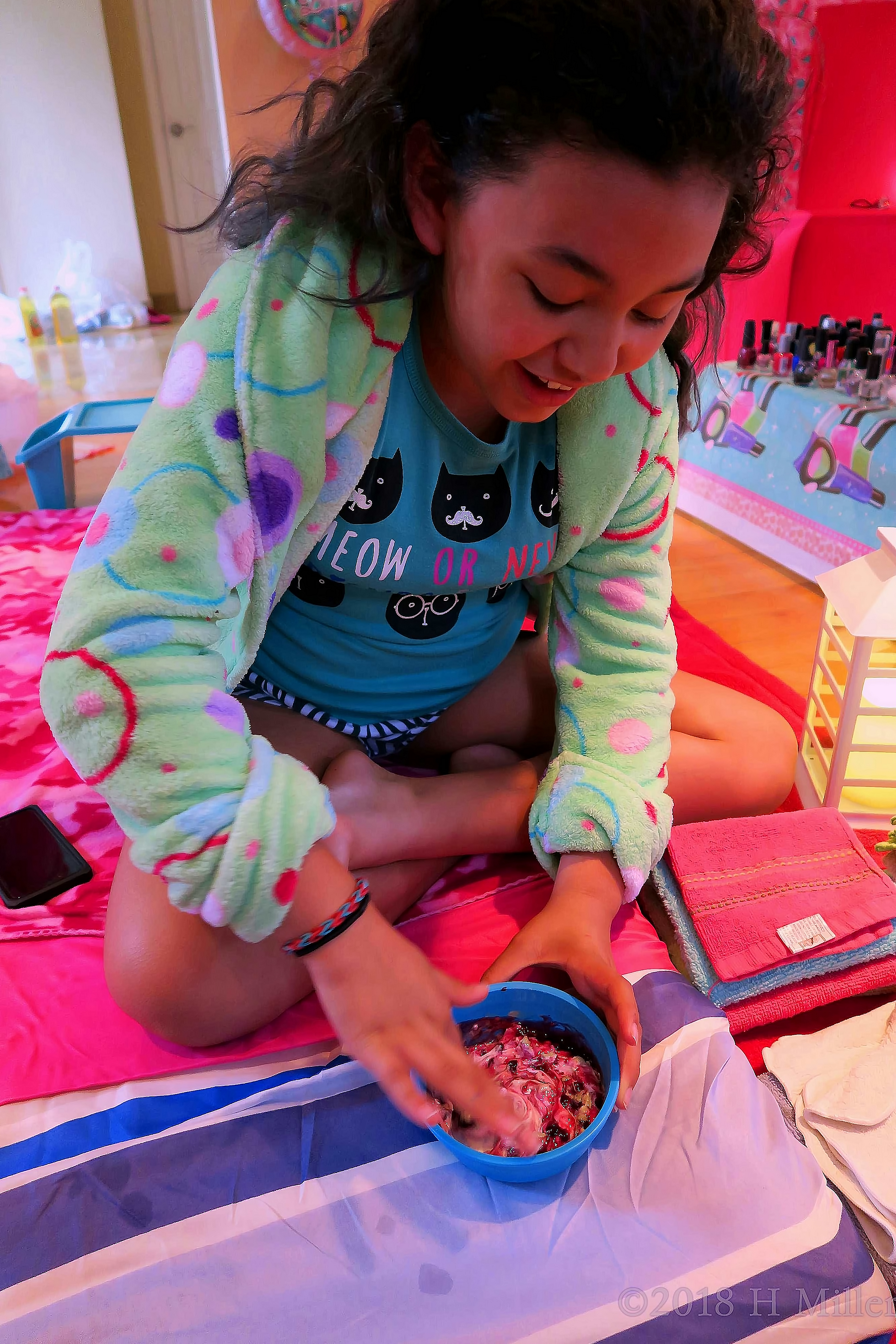 Facial Masque Almost Ready To Be Applied During Her Girls Facial. Facial Masque Almost Ready To Be Applied During Her Girls Facial.