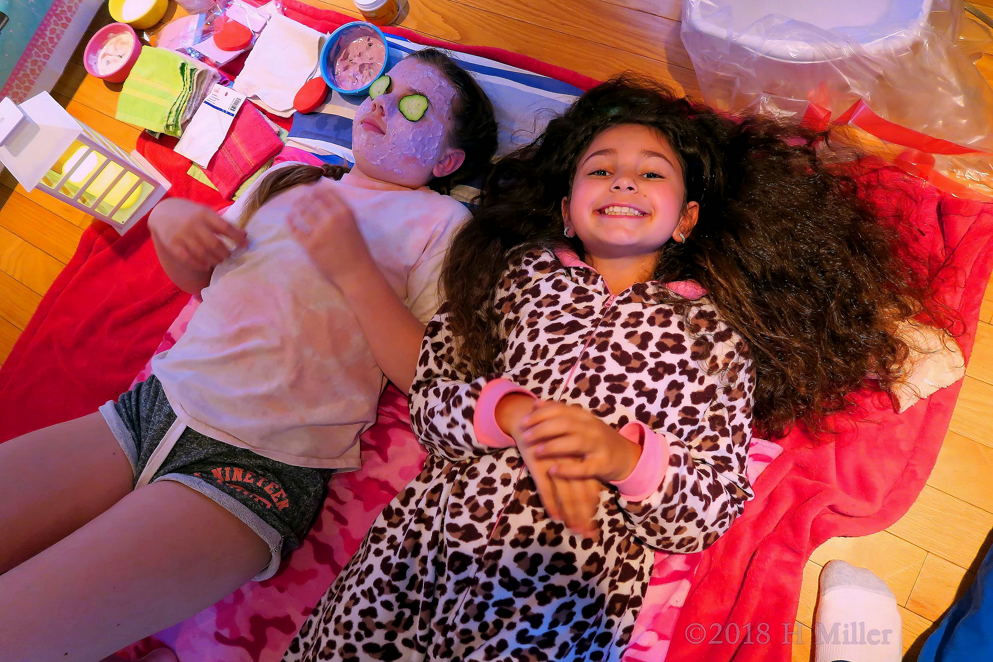 Rianna Lies Next To Her Friend And Waits For Her Turn For The Girls Facial. Rianna Lies Next To Her Friend And Waits For Her Turn For The Girls Facial.