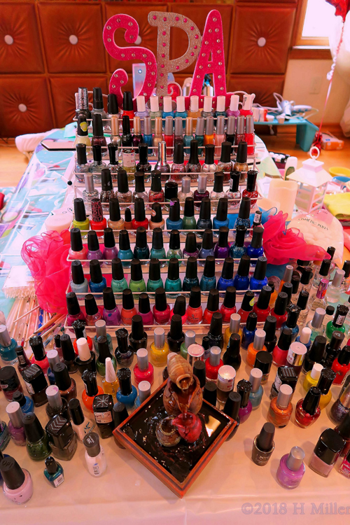 A Huge Collection Of Nail Polish For The Spa Girls To Choose From!