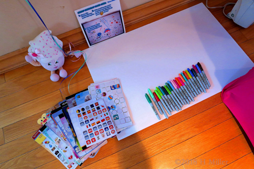 Spa Birthday Card With Stickers And Colorful Markers, Ready To Be Designed By The Party Guests! Spa Birthday Card With Stickers And Colorful Markers, Ready To Be Designed By The Party Guests!