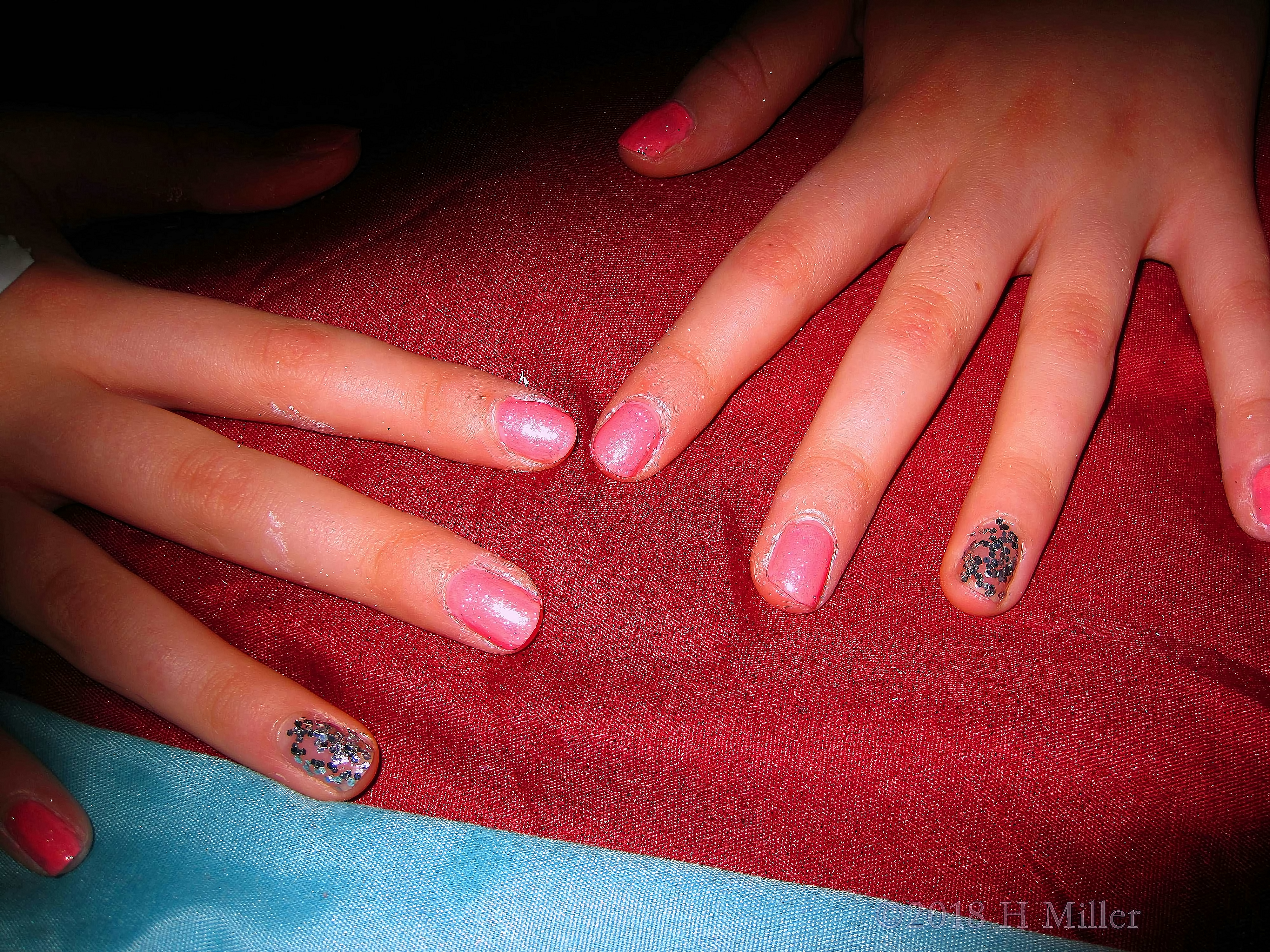 All Solid Ruby With One Glitter, Super Cool Kids Mani! All Solid Ruby With One Glitter, Super Cool Kids Mani!