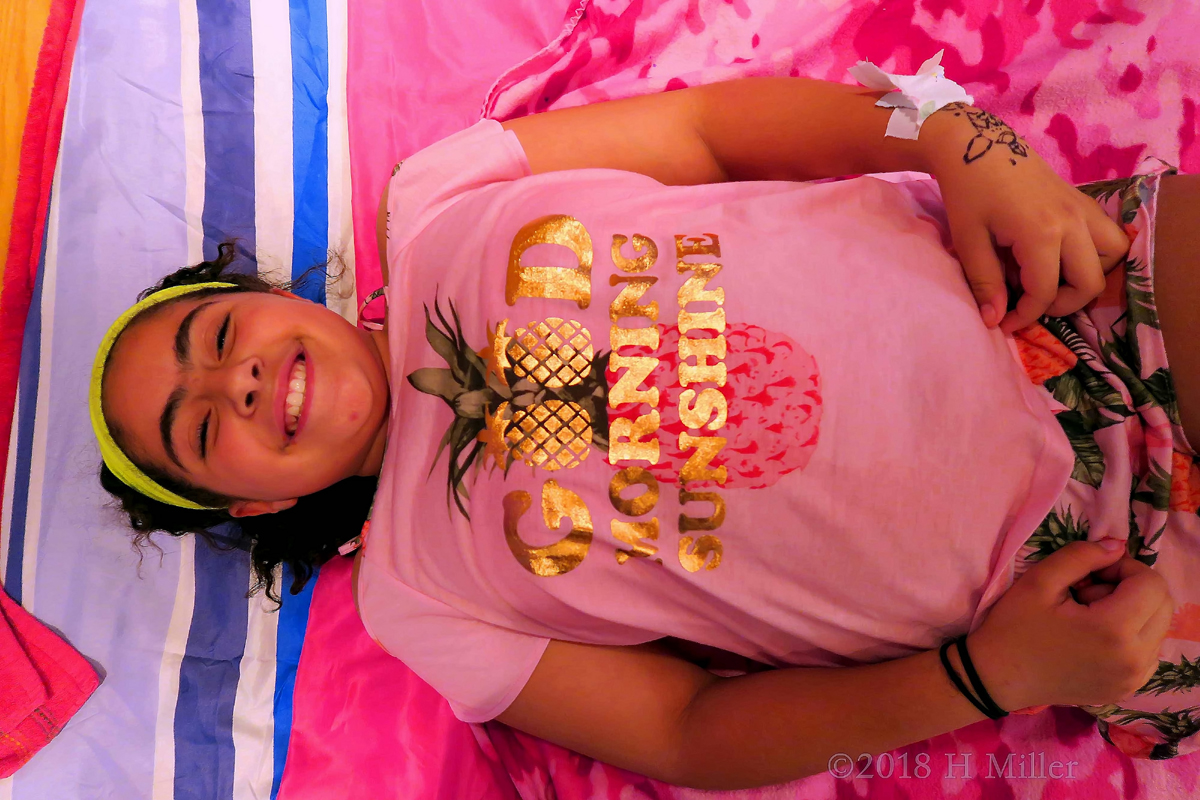 After Getting Her Temporary Jagua Tattoo, She's All Set For The Facial For Kids To Begin. After Getting Her Temporary Jagua Tattoo, She's All Set For The Facial For Kids To Begin.