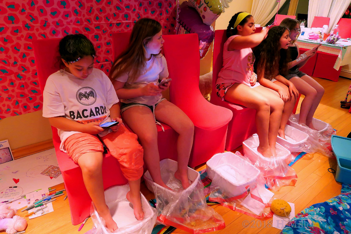 Enjoying And Relaxing During The Kids Spa Pedicure Activity!