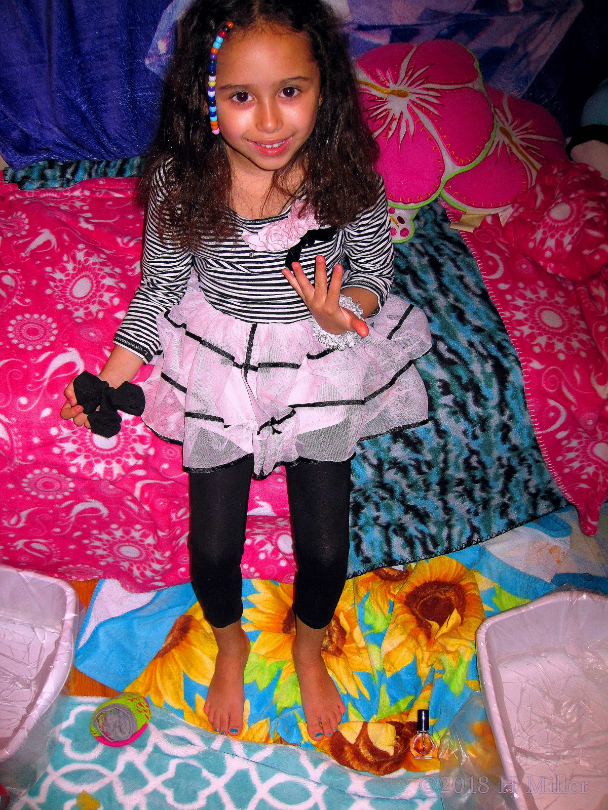 Sitting On The Couch After Her Kids Pedicure, Showing Her Cool Mini Mani, Too! Sitting On The Couch After Her Kids Pedicure, Showing Her Cool Mini Mani, Too!