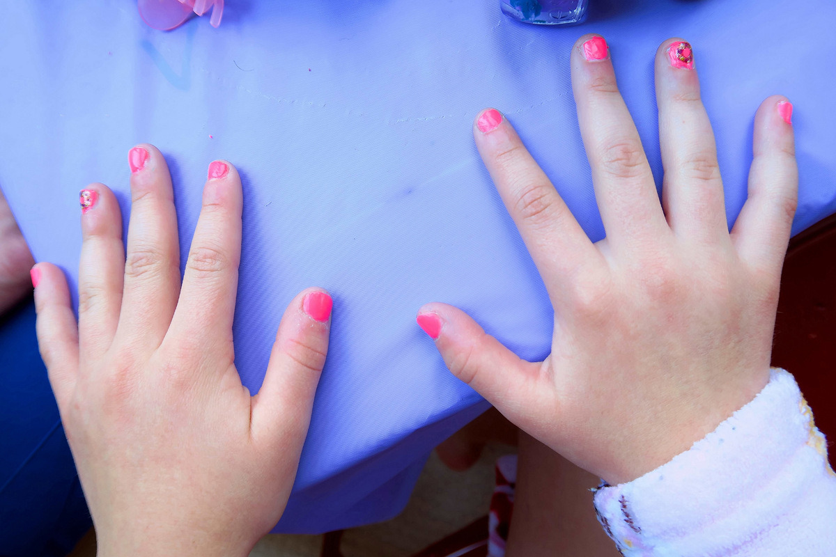 Donuts On Her Nails At Riley's Party. 