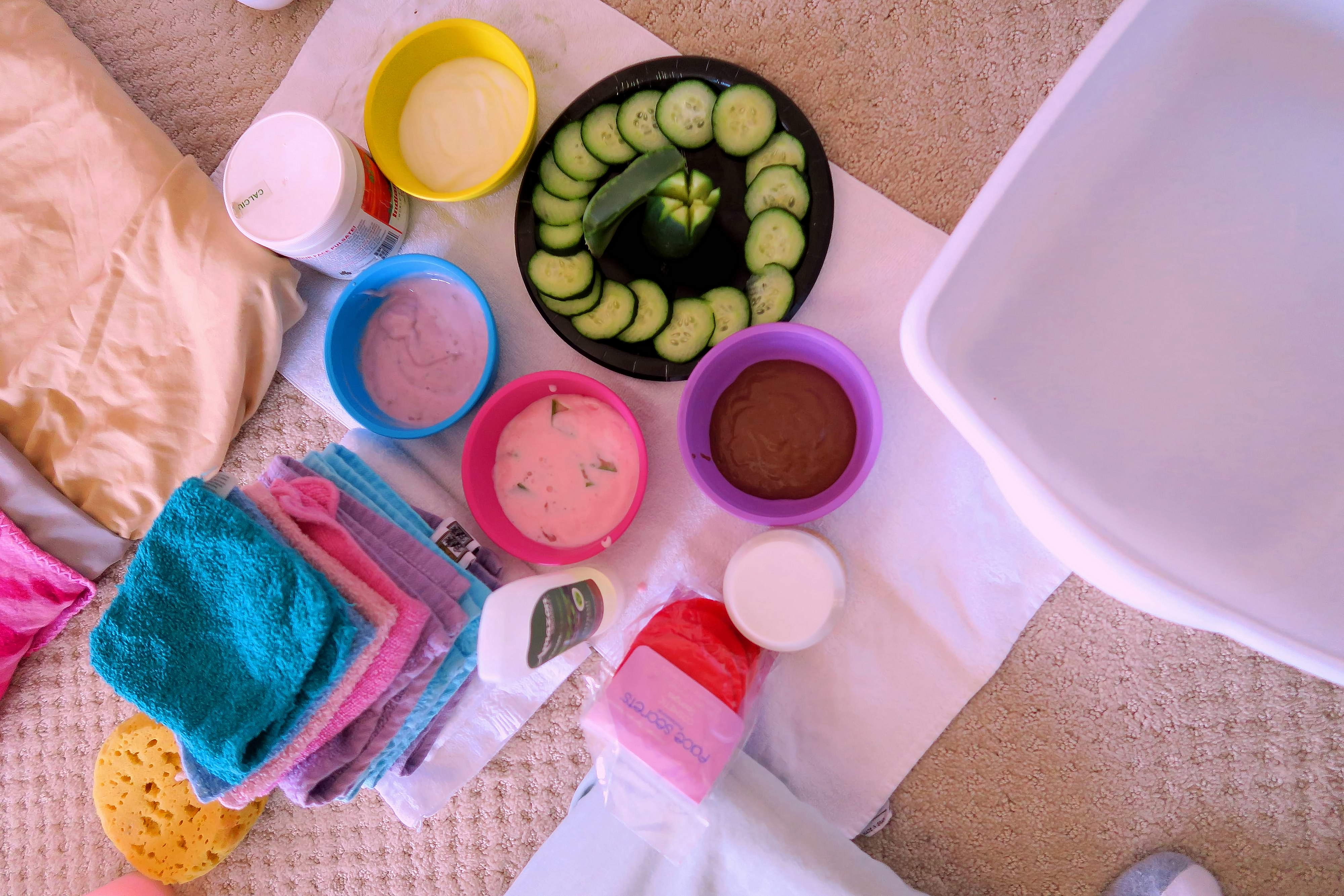 A Selection Of Kid Friendly Facial Masques, Cukes, And Other Facial Ingedients. A Selection Of Kid Friendly Facial Masques, Cukes, And Other Facial Ingedients.