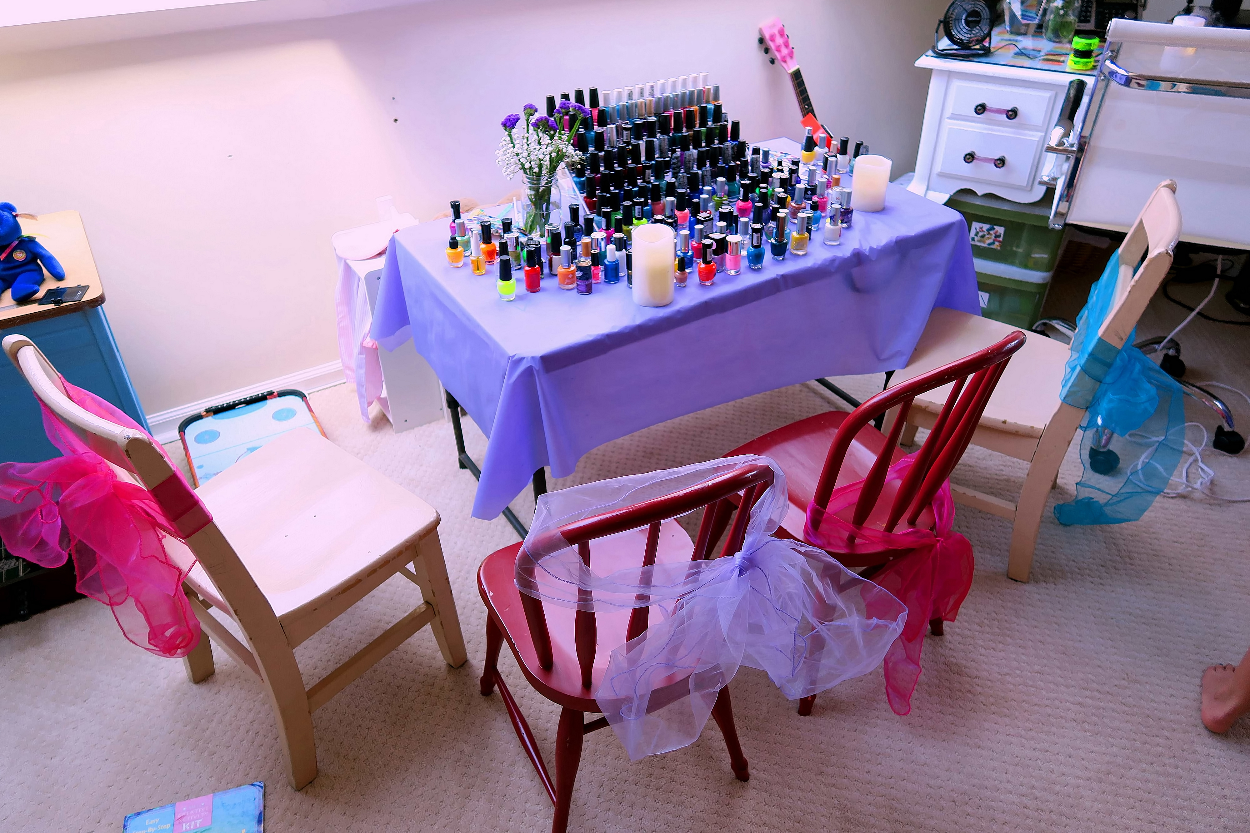 Kids Mani Area At Riley's Spa Birthday Party. 