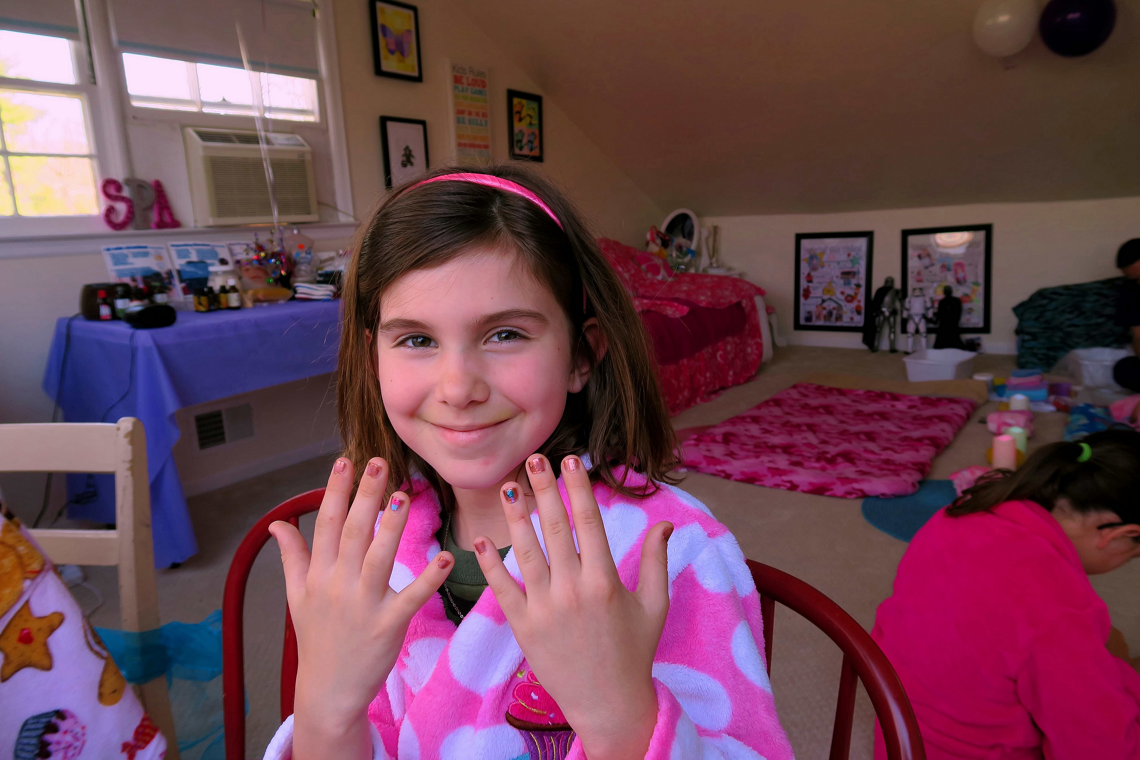 Showing Her Cool Nails. Showing Her Cool Nails.