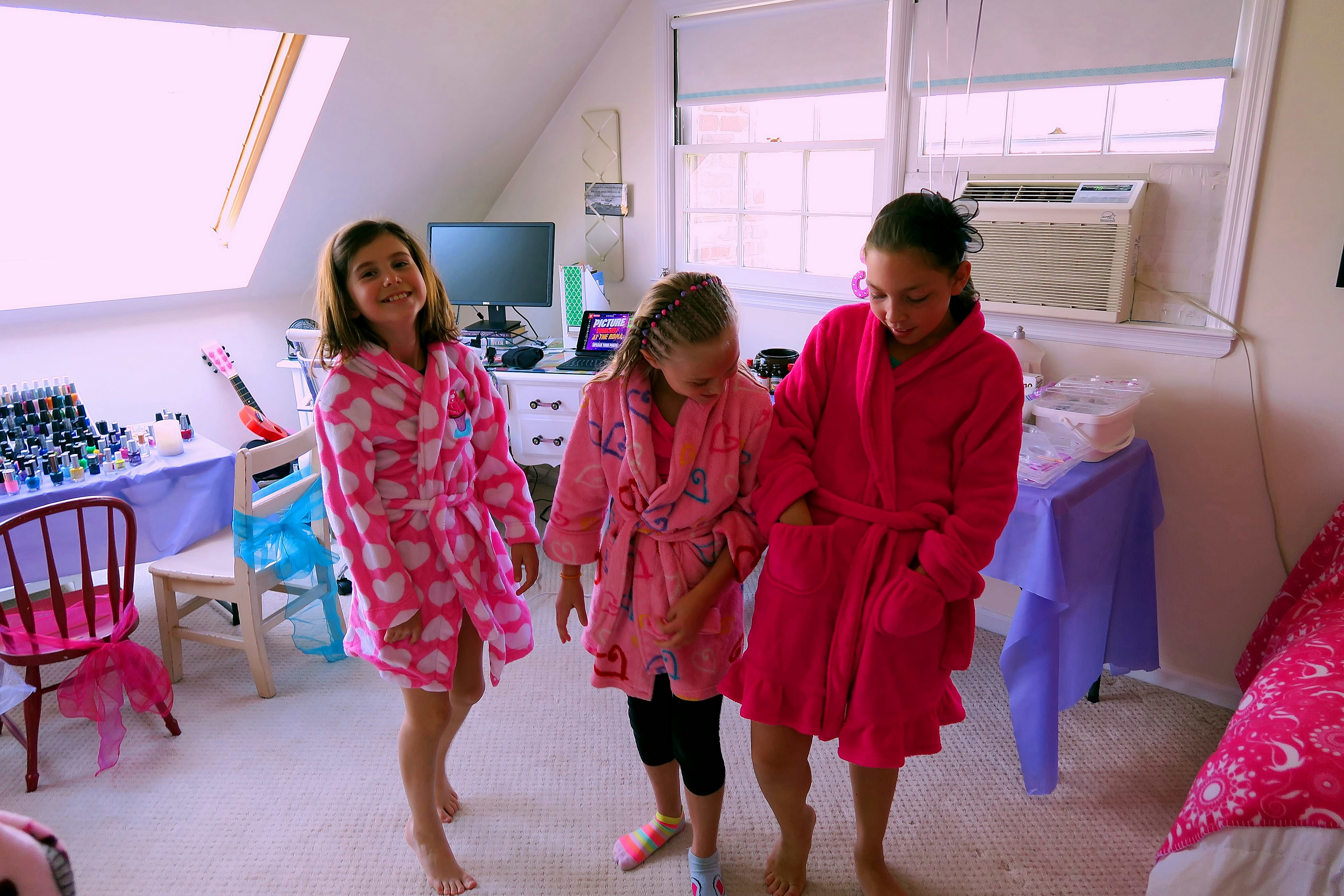 The Girls Hanging Out And Looking At Each Other's Robes. The Girls Hanging Out And Looking At Each Other's Robes.