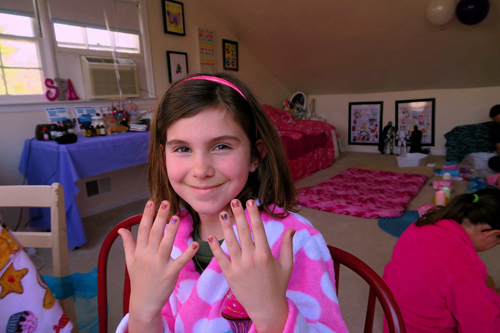 Showing Her Cool Nails. Showing Her Cool Nails.