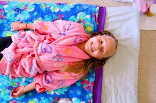 The Birthday Girl About To Begin Her Facial Activity. The Birthday Girl About To Begin Her Facial Activity.