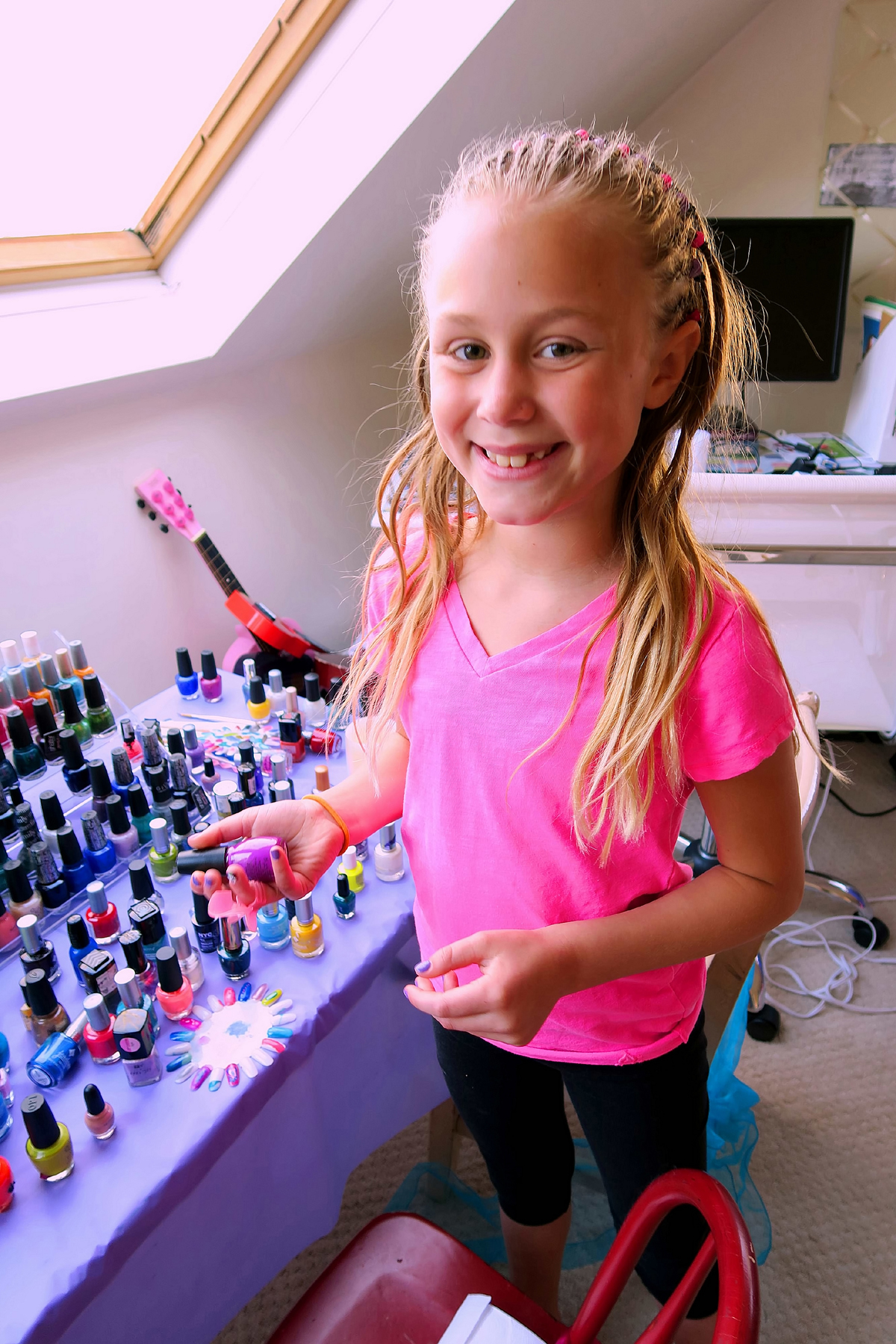 Riley Chooses A Cool Nail Polish For Her Toenails. 