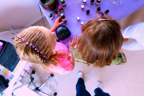 The Girls Do A Craft. View From Above. Note Riley's Cool Braids From Vacation! The Girls Do A Craft. View From Above. Note Riley's Cool Braids From Vacation!