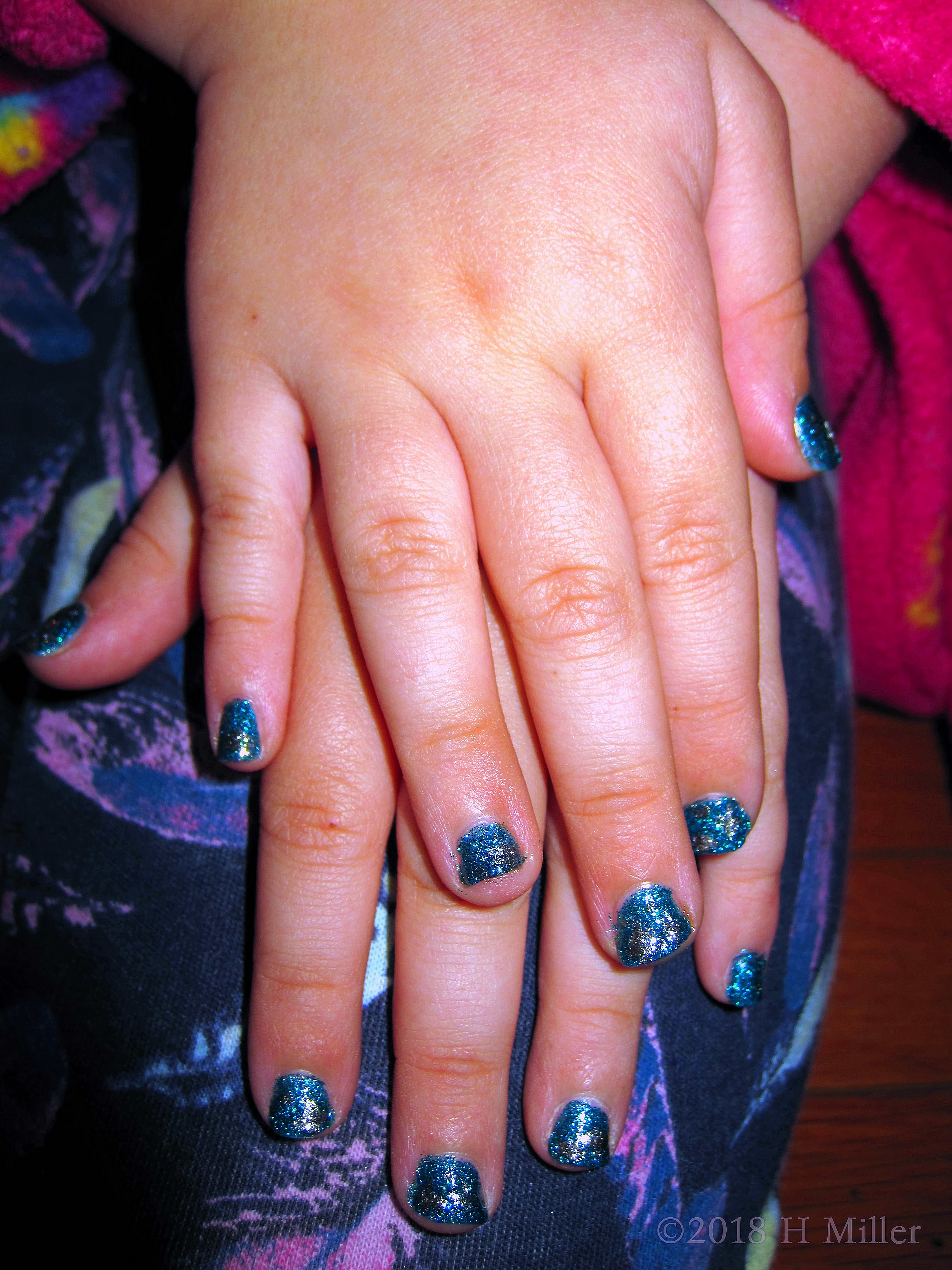 Kids Manicure In Blue Shimmer Kids Manicure In Blue Shimmer