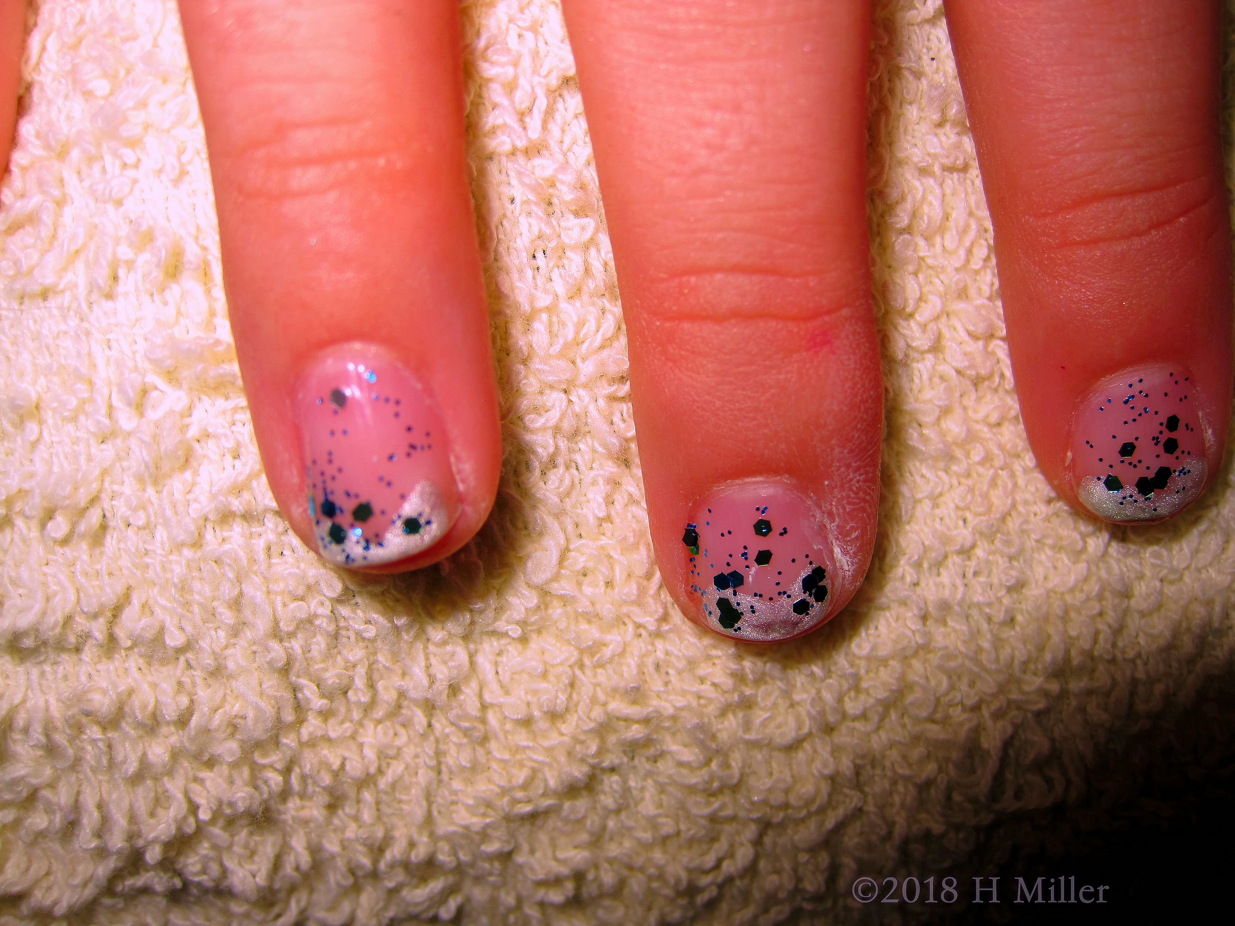 Shimmery Blue And Silver Glitter Over French Manicure Nail Design For An Awesome Kids Manicure! Shimmery Blue And Silver Glitter Over French Manicure Nail Design For An Awesome Kids Manicure!