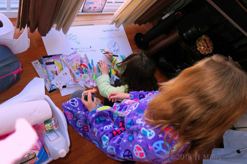 Party Guests Designing Robyn's Spa Birthday Card With Stickers, Markers, And Lots Of Love! Party Guests Designing Robyn's Spa Birthday Card With Stickers, Markers, And Lots Of Love!