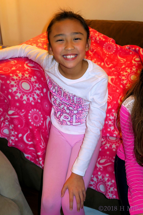 Posing And Smiling Birthday Girl On The Spa Couch! Posing And Smiling Birthday Girl On The Spa Couch!